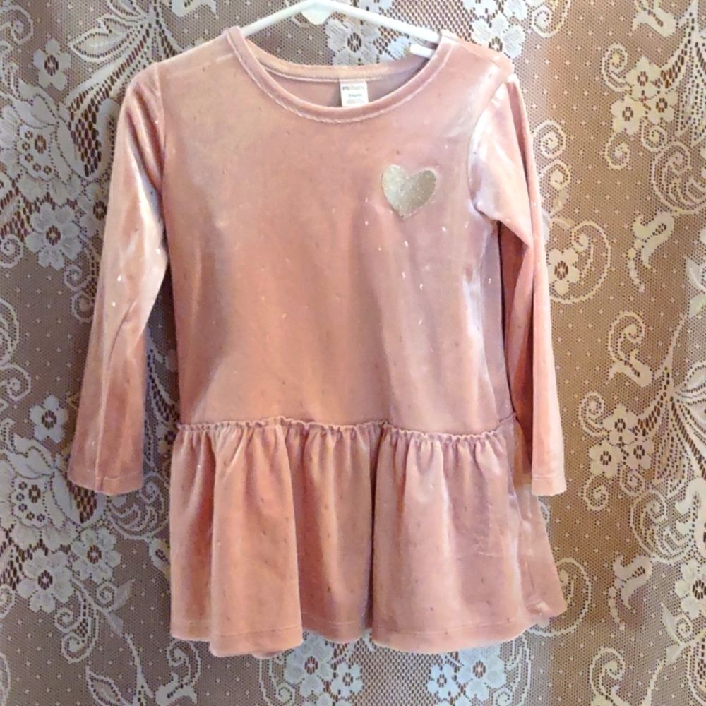 PL Baby 24m blush velour long sleeve top, heart applique excellent condition‎